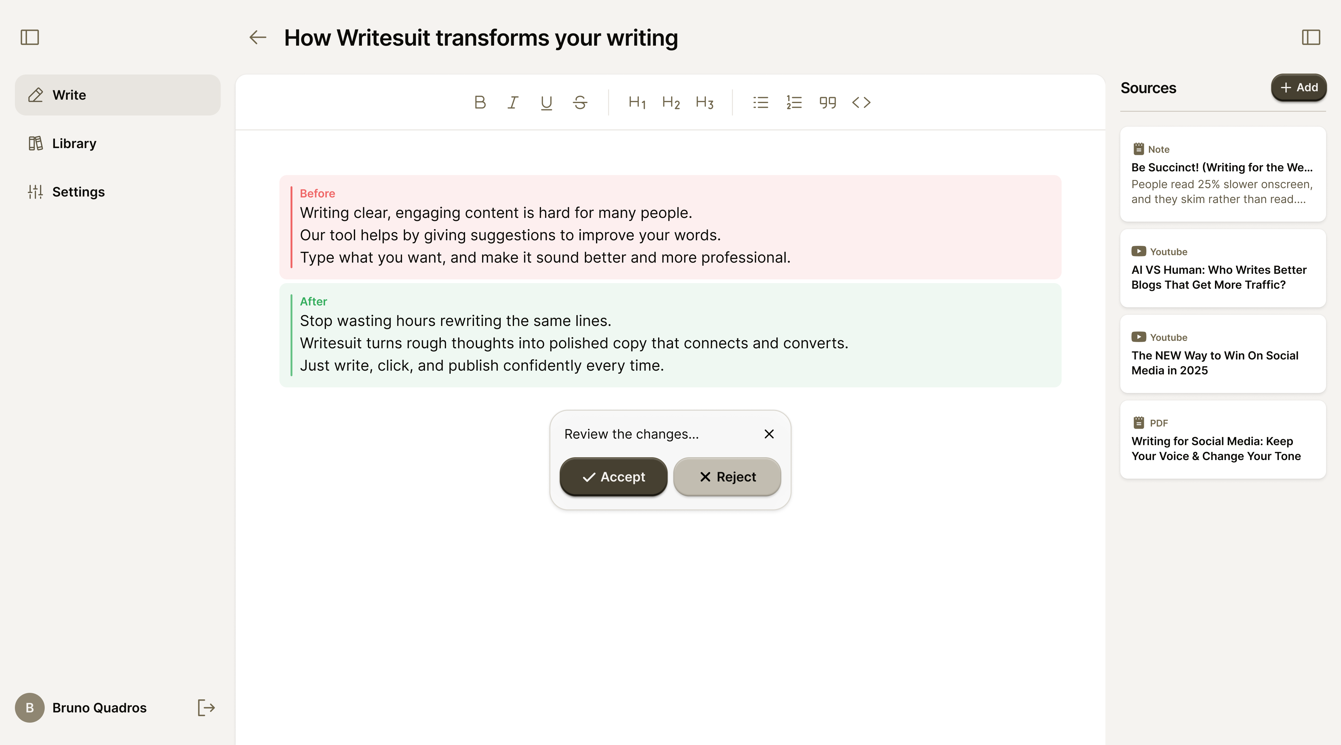 Writesuit Interface